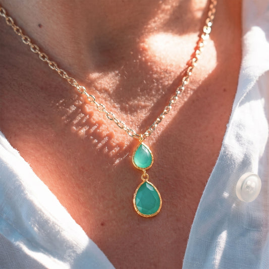 Collar cadena Doble Aura Verdeagua