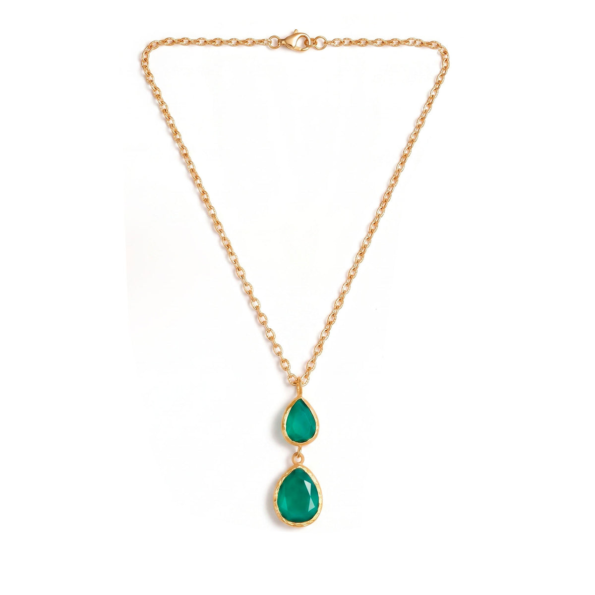 Collar cadena Doble Aura Verde esmeralda