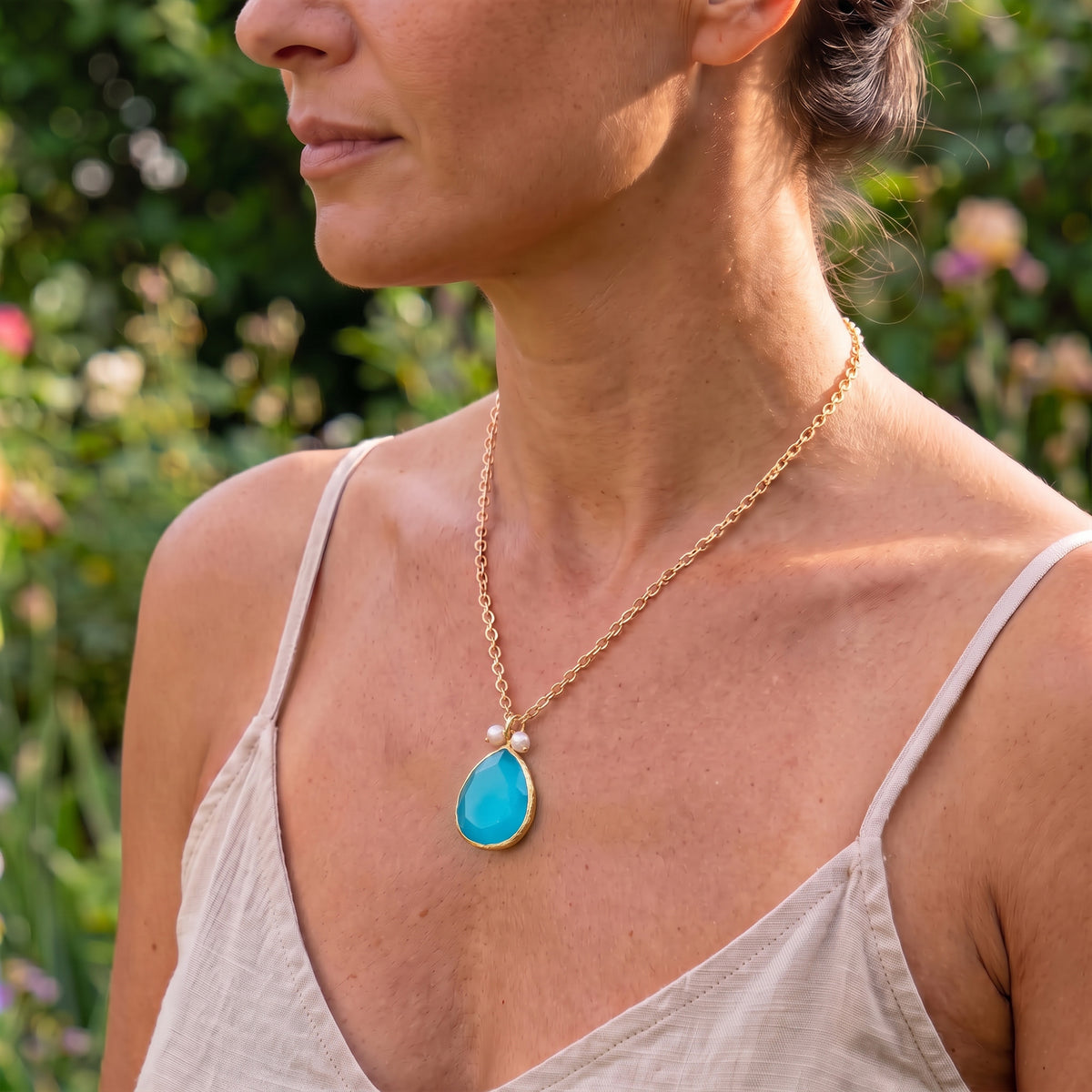 Collar cadena Rabat turquesa