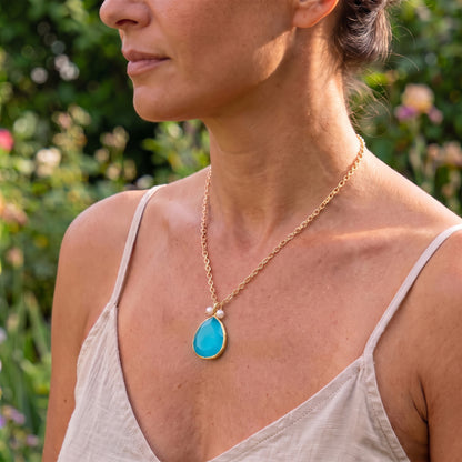 Collar cadena Rabat turquesa