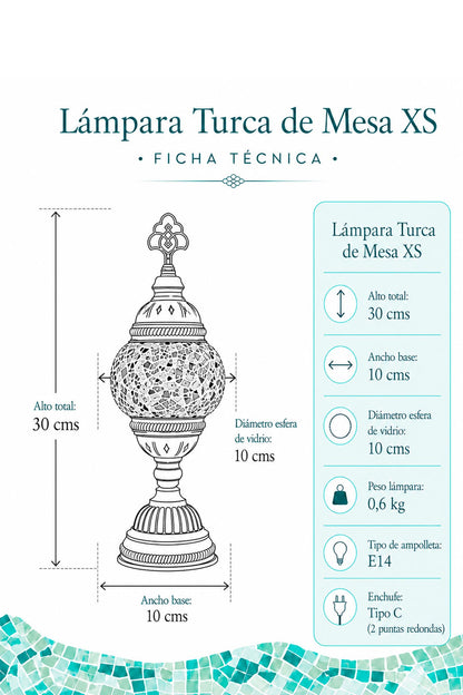 Lámpara turca de mesa XS Olas Multicolor + ampolleta
