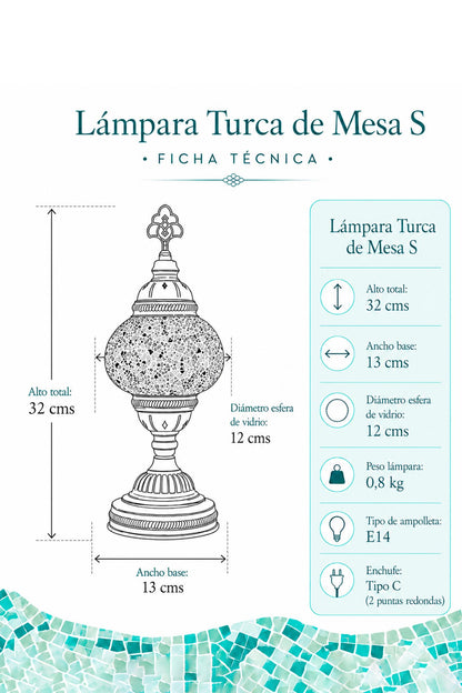 Lámpara turca de mesa S Olas blanca + ampolleta