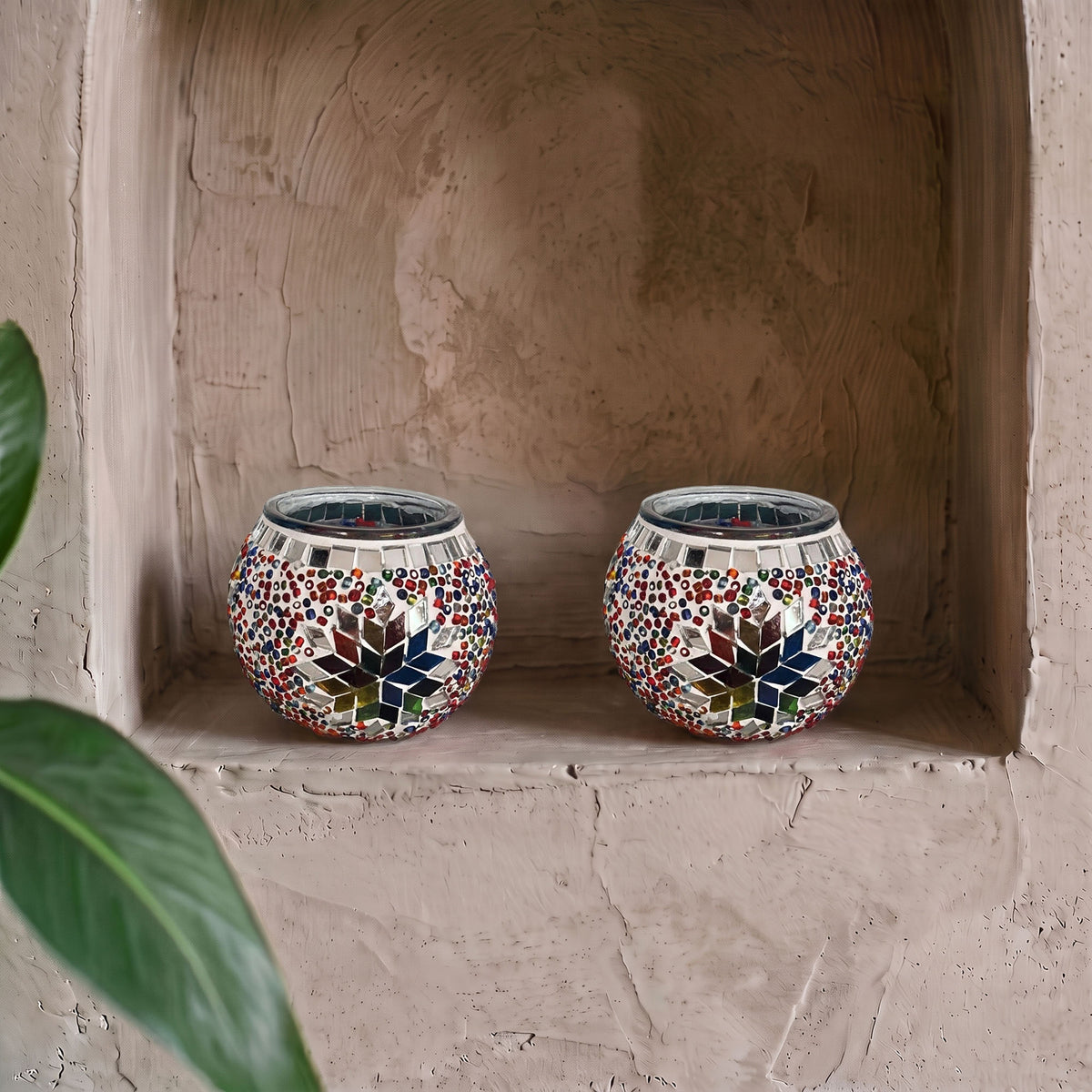 Par de portavelas de mosaico turco Multicolor – foto 2
