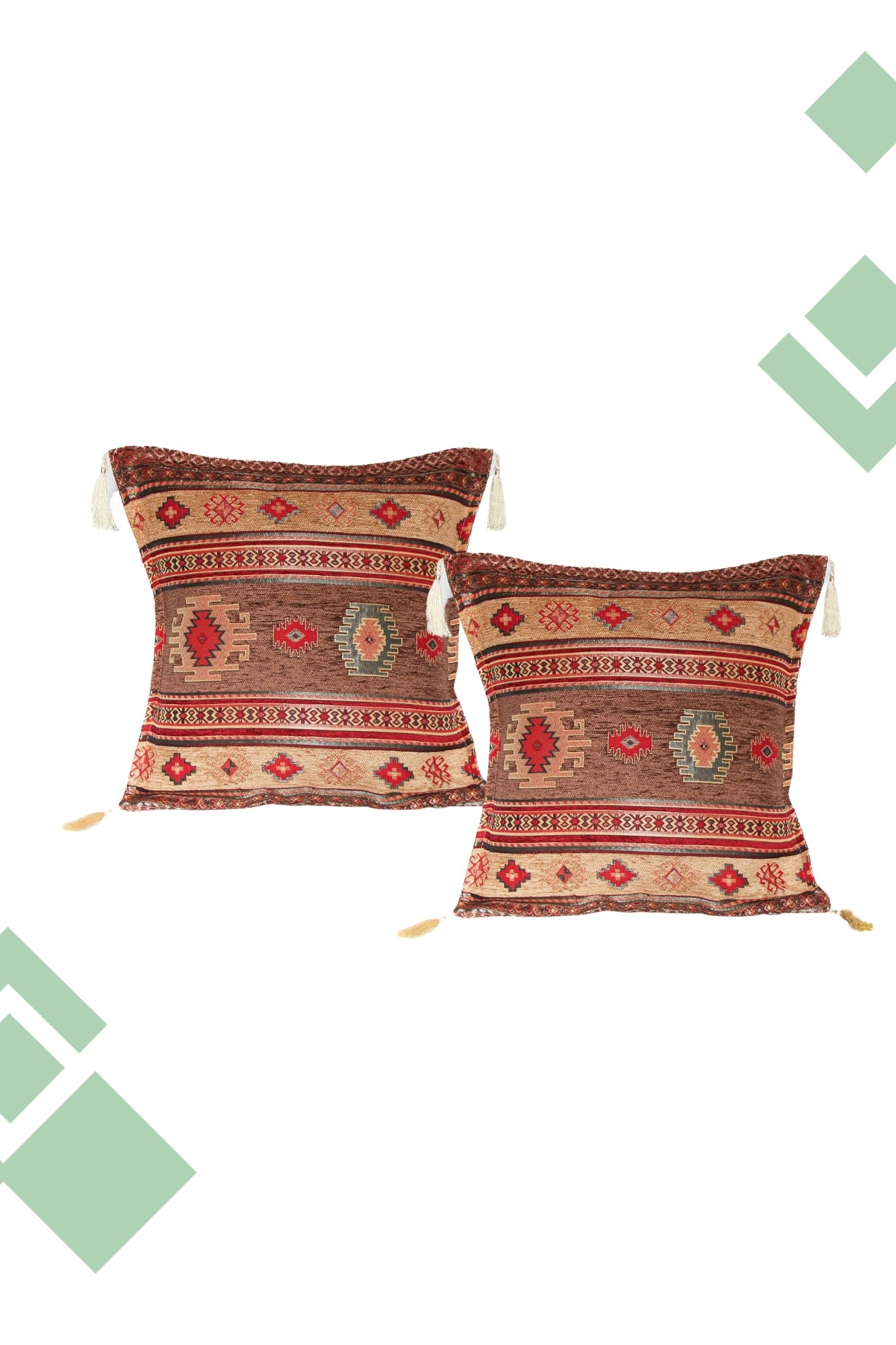 Dúo de Cojines turcos Kilim Café 44x44 cms