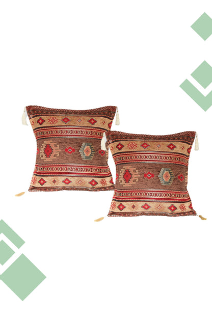 Dúo de Cojines turcos Kilim Café 44x44 cms