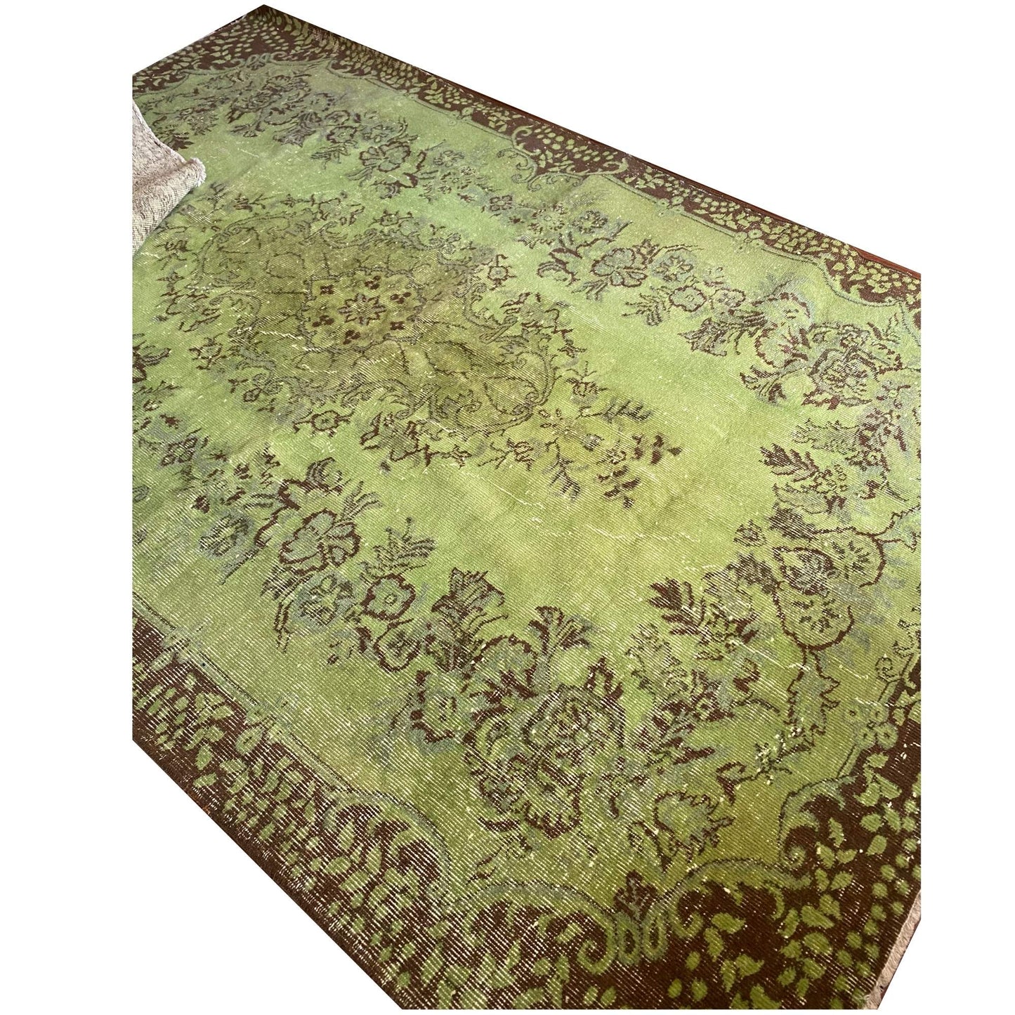 Alfombra vintage turca verde 2,65x1,67 m