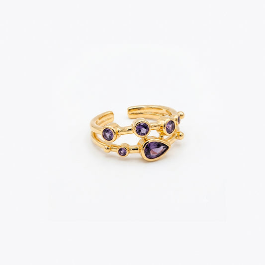 Anillo ajustable Capadocia N°2 lila - Baño de oro 22 k