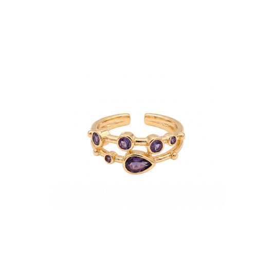 Anillo ajustable Capadocia N°2 lila - Baño de oro 22 k