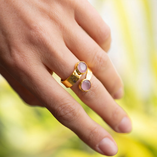 Anillo ajustable Ekin Rosa - Baño de oro 22 k