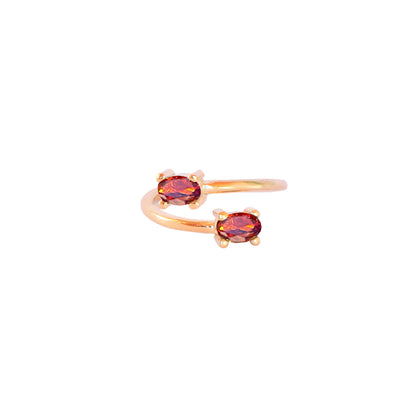 Anillo ajustable Zenit granate - Baño de oro 22 k