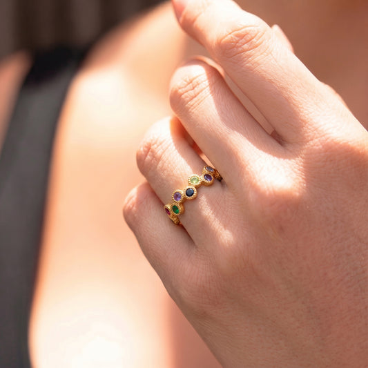 Anillo ajustable Capadocia Nº1 mix - Baño de oro 22 k