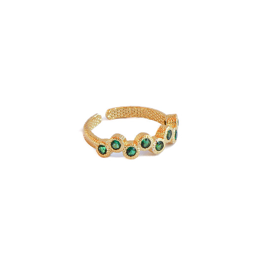 Anillo ajustable Capadocia Nº1 verde - Baño de oro 22 k