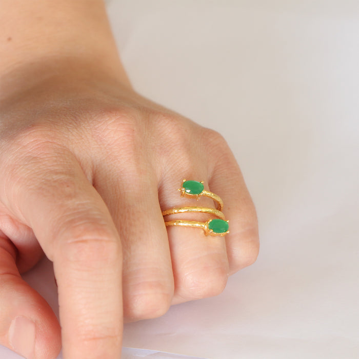 Anillo ajustable Fadia doble verde