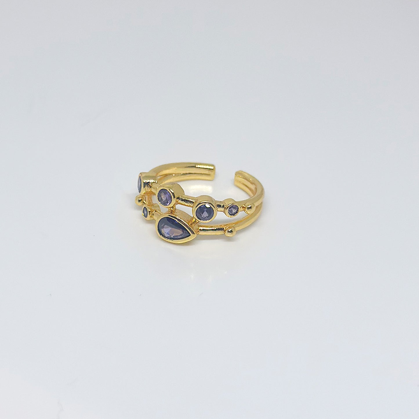 Anillo ajustable Capadocia N°2 lila - Baño de oro 22 k