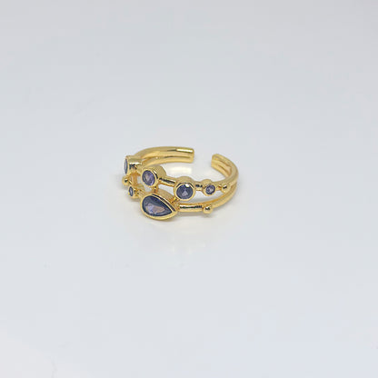 Anillo ajustable Capadocia N°2 lila - Baño de oro 22 k