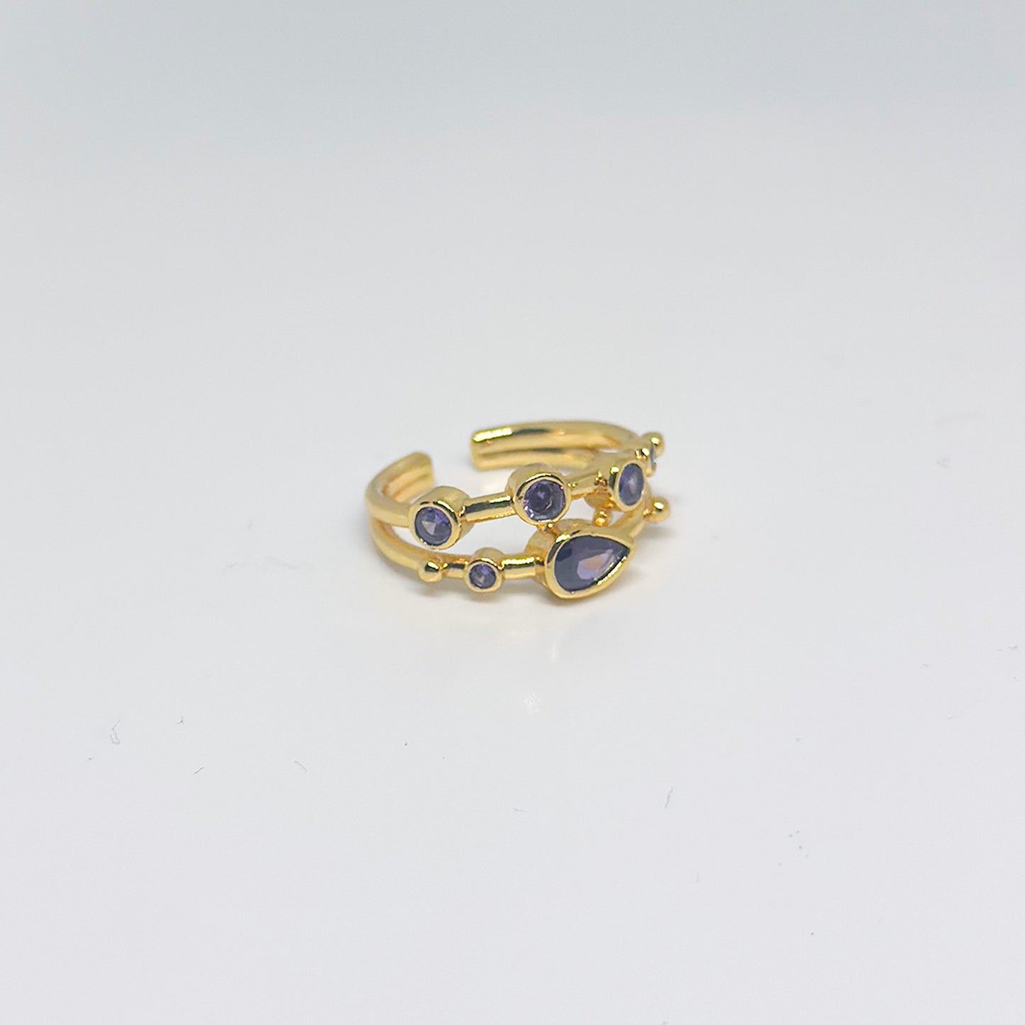 Anillo ajustable Capadocia N°2 lila - Baño de oro 22 k