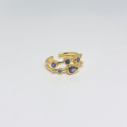 Anillo ajustable Capadocia N°2 lila - Baño de oro 22 k