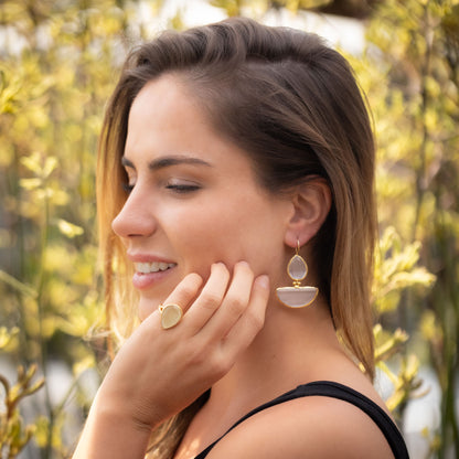 Aros Yelken Blancos - Baño de oro 22k