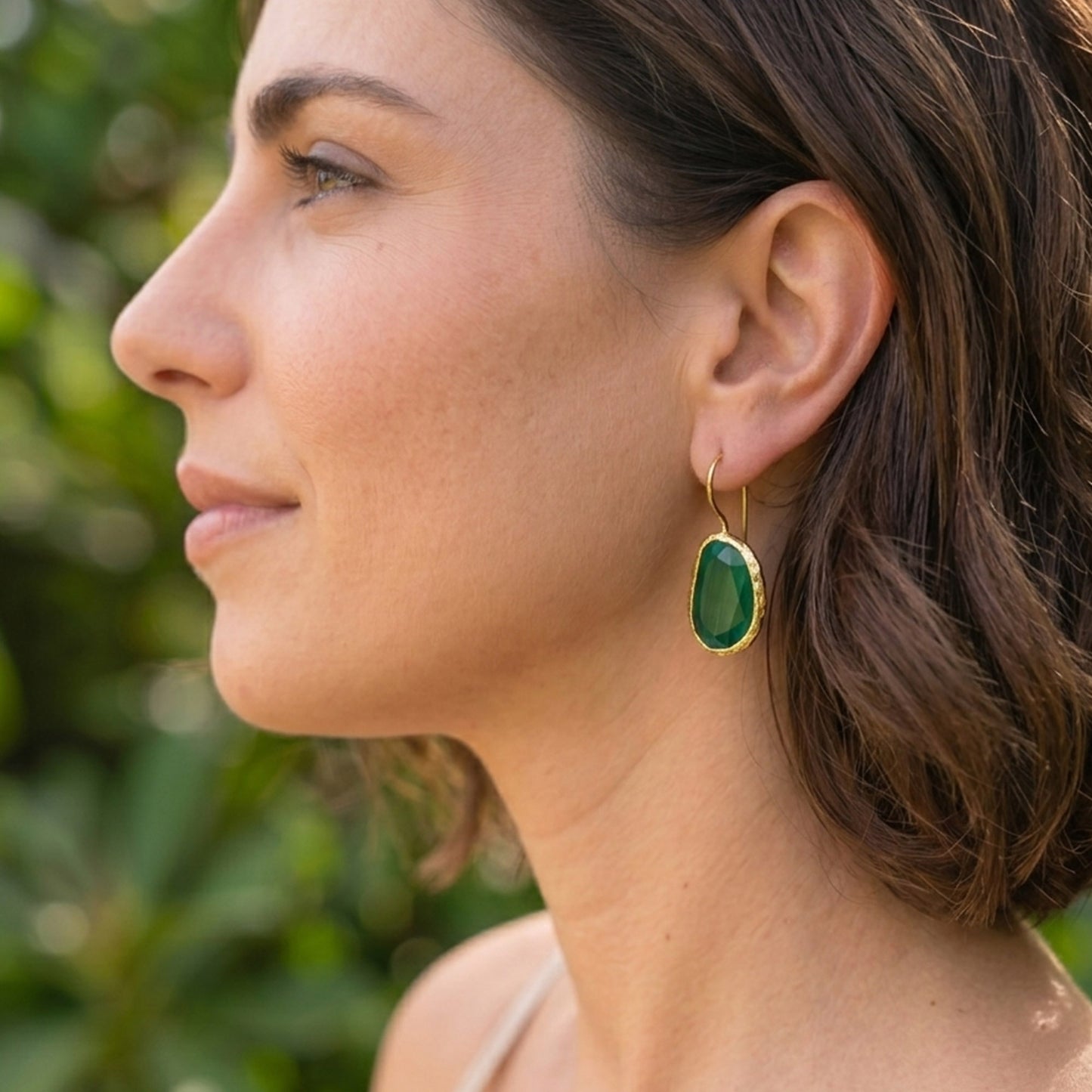 Aros Aura Verde - Baño de oro 22 k