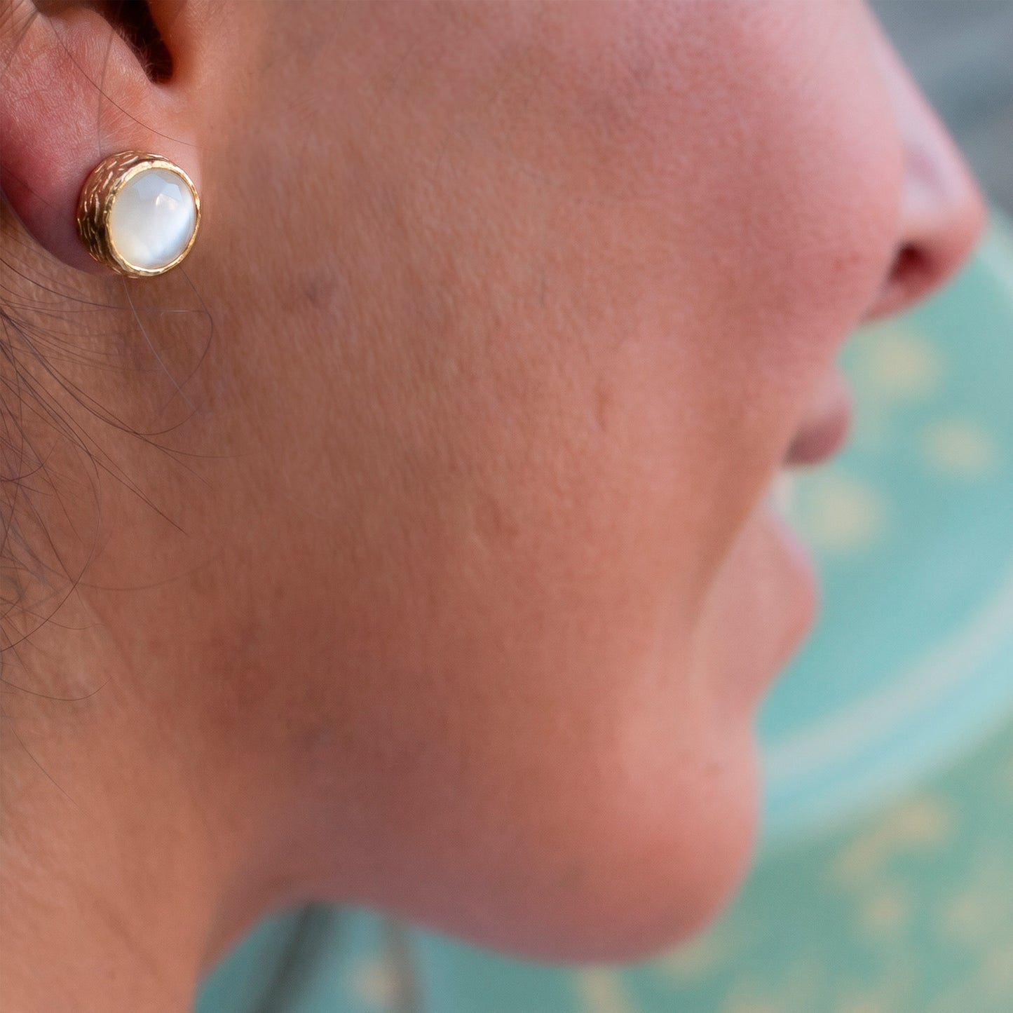 Aros Bruma Blancos - Baño oro 22k