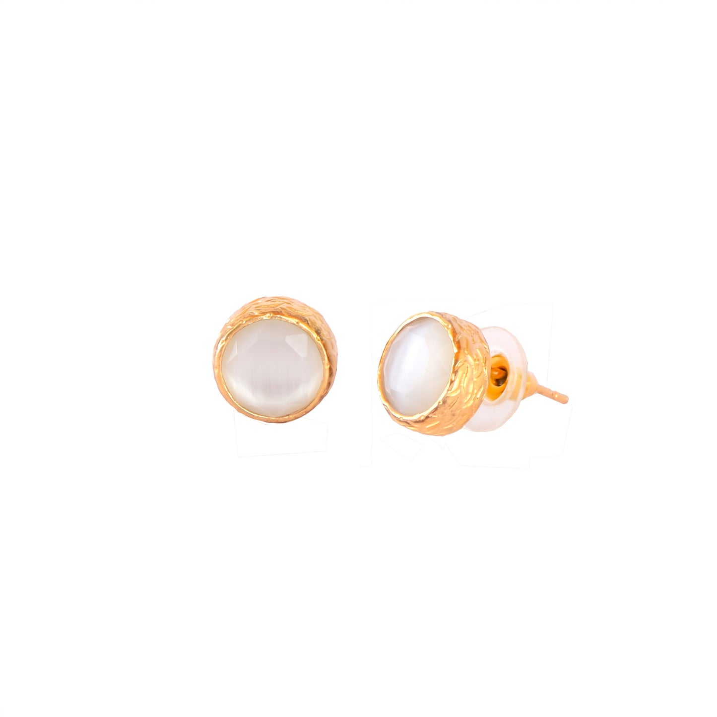 Aros Bruma Blancos - Baño oro 22k