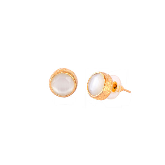 Aros Bruma Blancos - Baño oro 22k