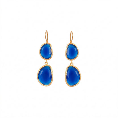 Aros Doble Aura Azul - Baño de oro 22k