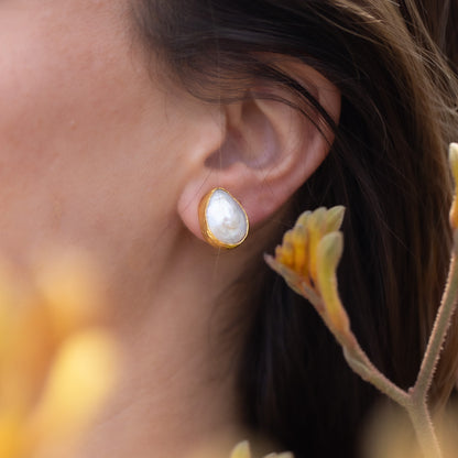 Aros Nébula Perla - Baño de oro 22k