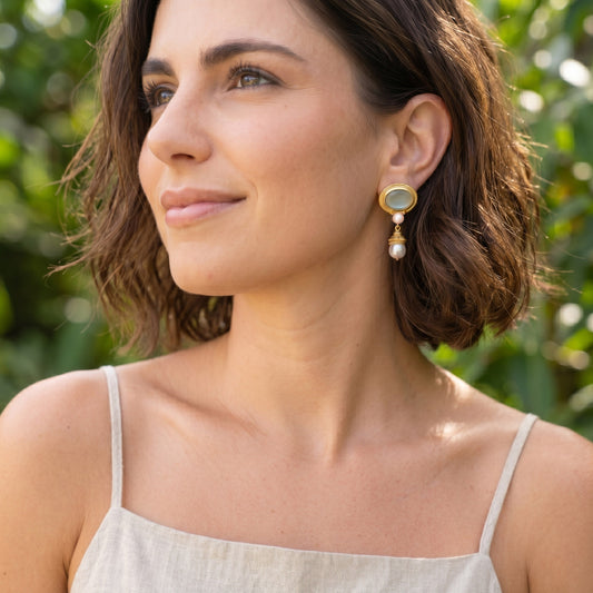 Aros Samira verdeagua - Baño de oro 22k