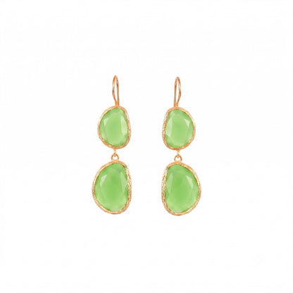 Aros Doble Aura Verde limón - Baño de oro 22k