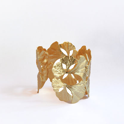 Brazalete ajustable Biloba - Baño de oro 22k