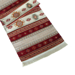 Camino de mesa 2 m kilim rojo y beige