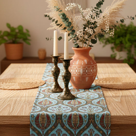 Camino de mesa 1 m Tulipanes celestes