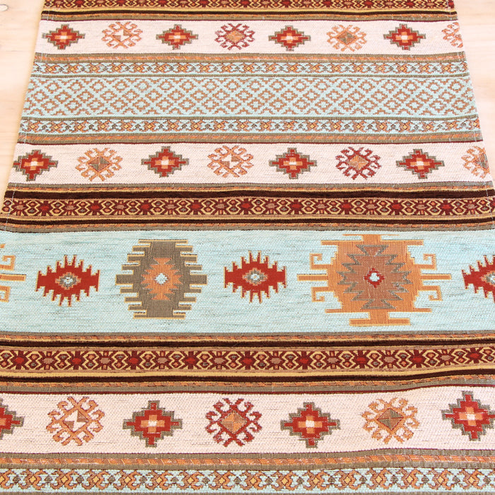 Camino de mesa 1,40 m kilim beige y celeste