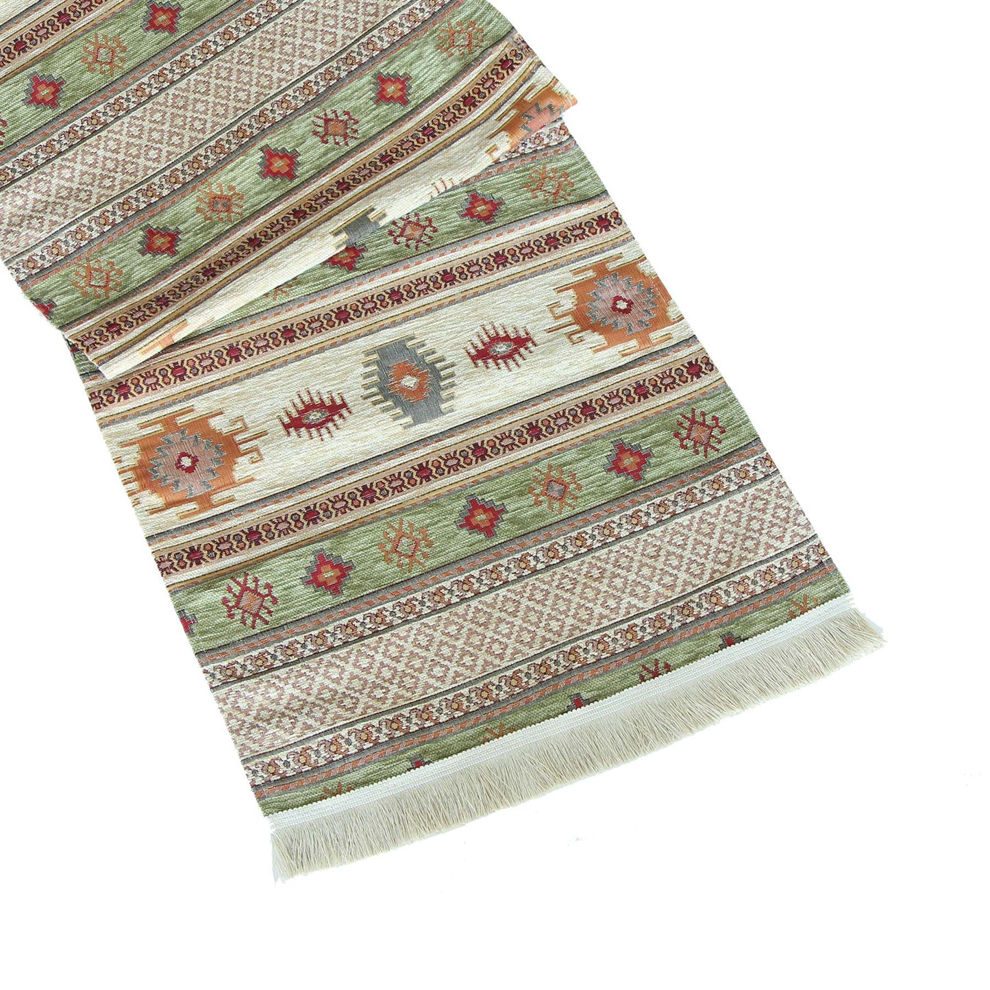 Camino de mesa 2 m Kilim beige y verde