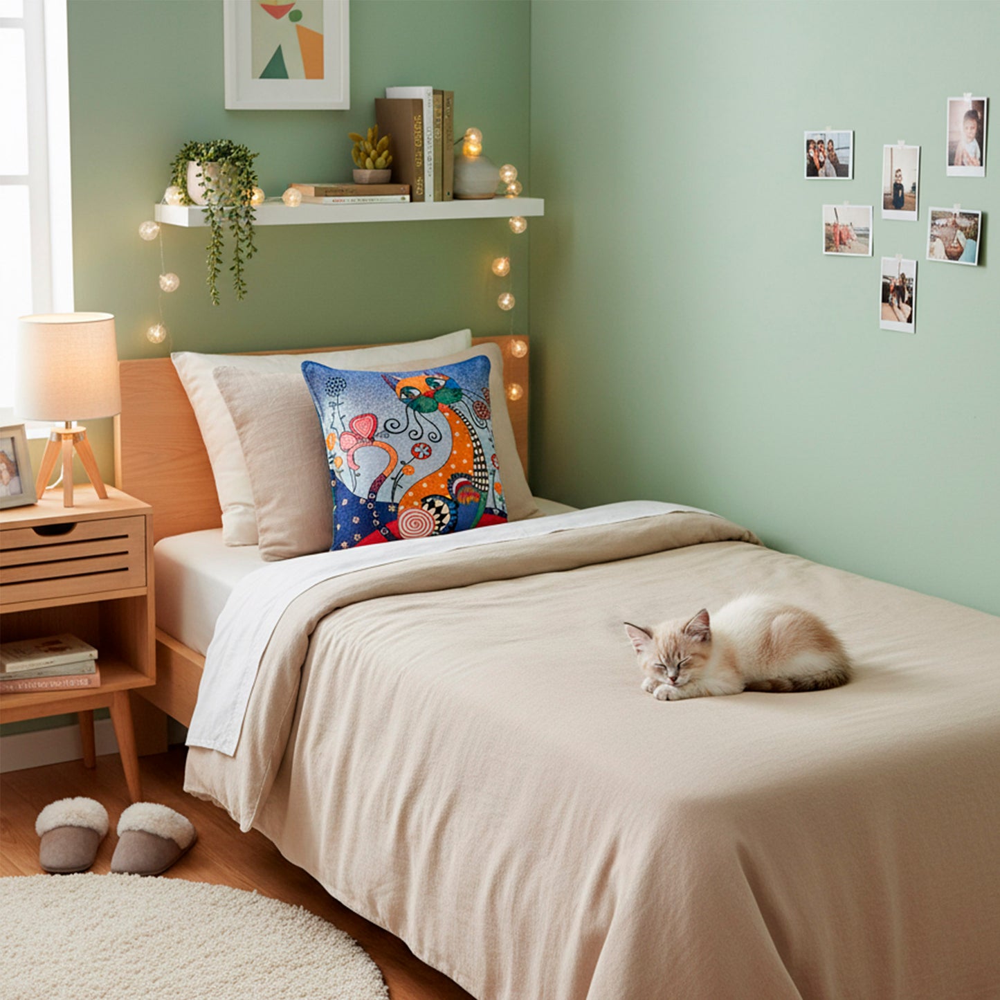 Cojín algodón 44x44 gata Sofía