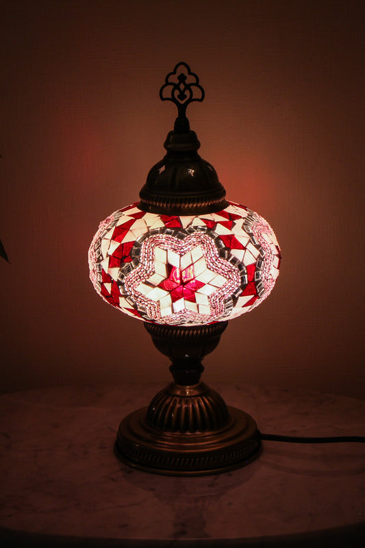 Lámpara turca de mesa M cicek rosada + ampolleta