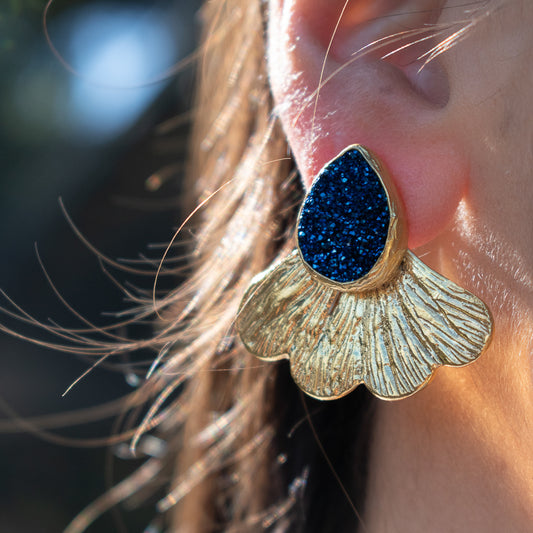 Aros Flor de medianoche - Baño de oro 22k