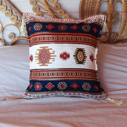 Cojín turco 44x44 Kilim Blanco y Azul