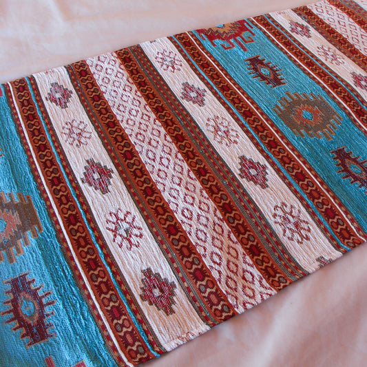 Camino de mesa 1,40 m kilim beige y celeste