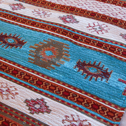 Camino de mesa 1,40 m kilim beige y celeste