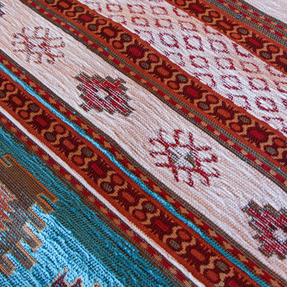 Camino de mesa 1,40 m kilim beige y celeste