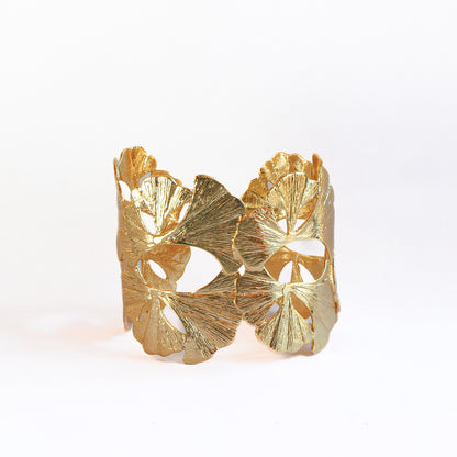 Brazalete ajustable Biloba - Baño de oro 22k