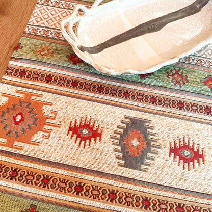 Camino de mesa 1 m Kilim beige y verde claro