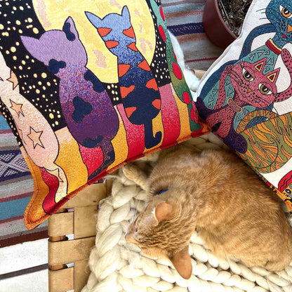 Cojín algodón 44x44 Gatos nocturnos
