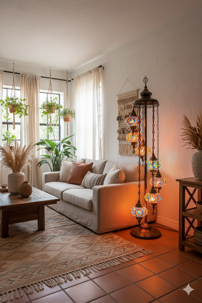 Lámpara de pie turca de 7 esferas M Mix