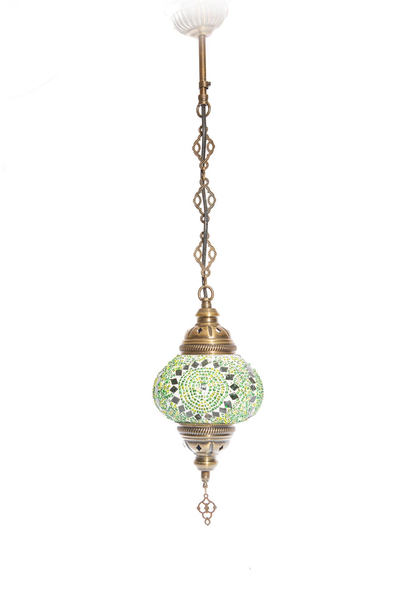 Lámpara turca colgante S Shams verde + ampolleta