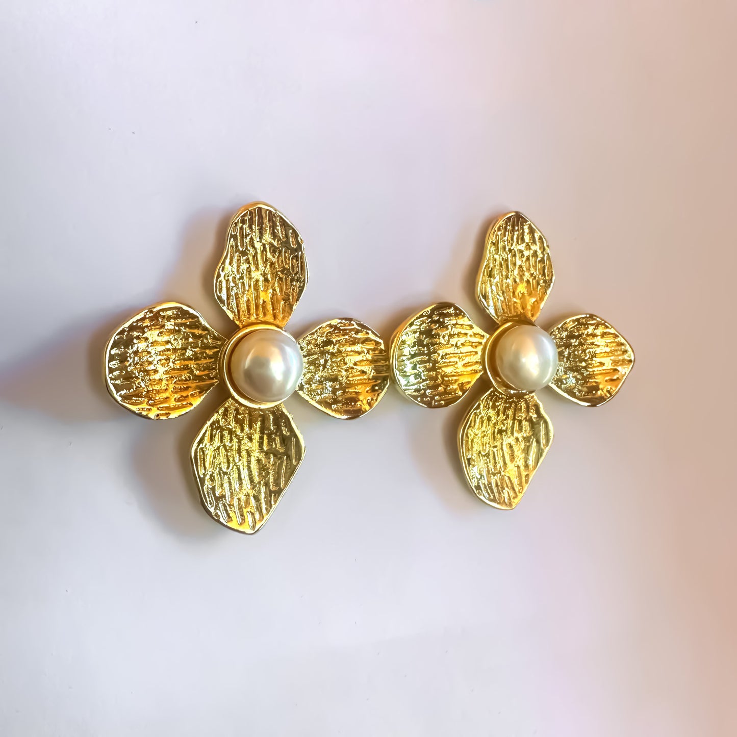 Aros Zineb perla - Baño de oro 22k