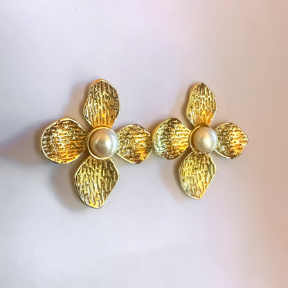 Aros Zineb perla - Baño de oro 22k