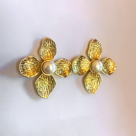 Aros Zineb perla - Baño de oro 22k